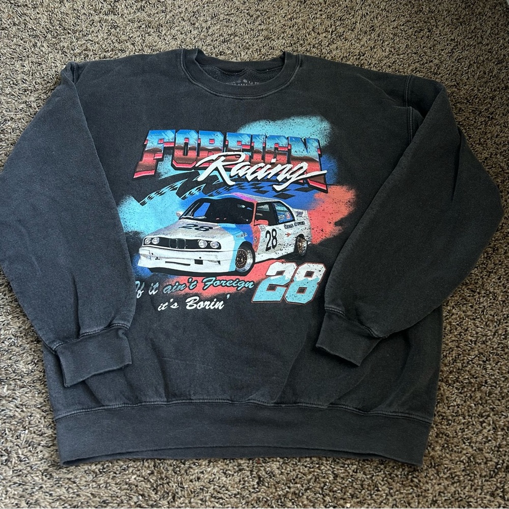 PacSun Black Racing Graphic Crewneck Sweater